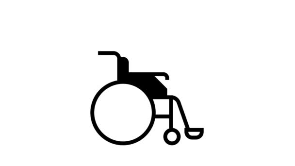 Wheel chair rental line icon animation — Stock Video