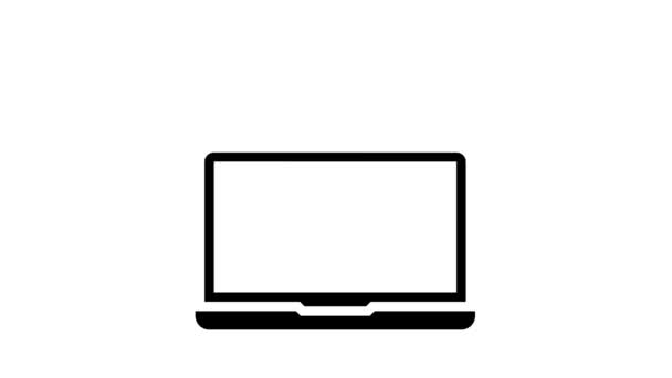 Server Laptop Passworteingabe Glyphensymbol Animation — Stockvideo