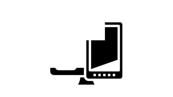 Anuncio en la computadora teléfono y tableta pantalla glifo icono animación — Vídeos de Stock