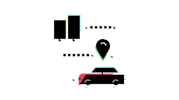 Car direction tracking at home color icon animation — Stock Video