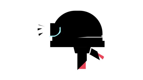 Miner helmet color icon animation — Stock Video