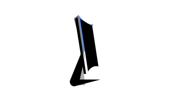 Gekrümmte Computerbildschirm Farbe Symbol Animation — Stockvideo