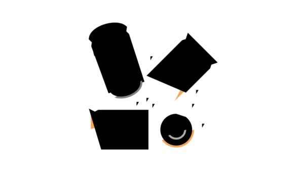 Cartucho de bala e animação ícone de cor em pó — Vídeo de Stock