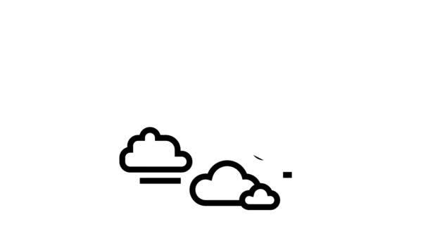 Nuvole naturali linea icona animazione — Video Stock