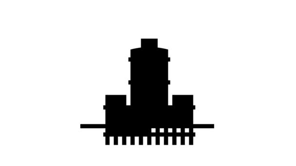 Byggnad skyskrapa skelett linje ikon animation — Stockvideo
