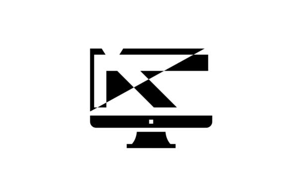 计算机监视器地图定位字形图标动画 — 图库视频影像