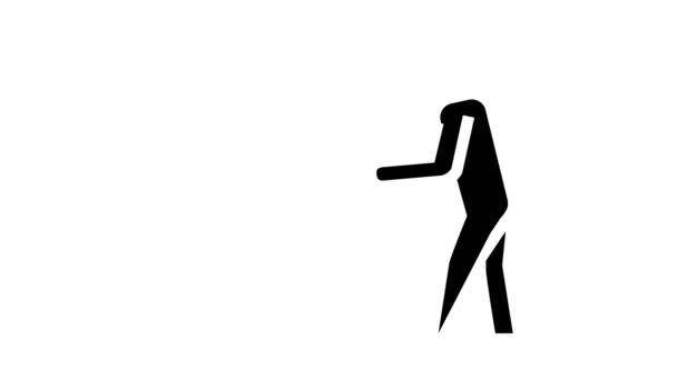 Tuinman met grasmaaier glyph icoon animatie — Stockvideo
