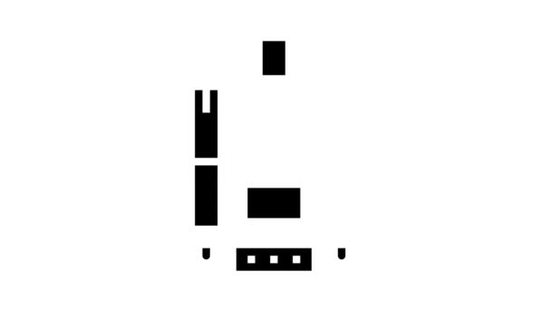 Vga computer monitor kabel glyph pictogram animatie — Stockvideo