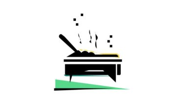 Yemek servisi renk ikonu animasyonunda pişirilmiş yemek