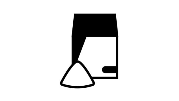 Анімація значка лінії борошняної вівсяної сумки — стокове відео
