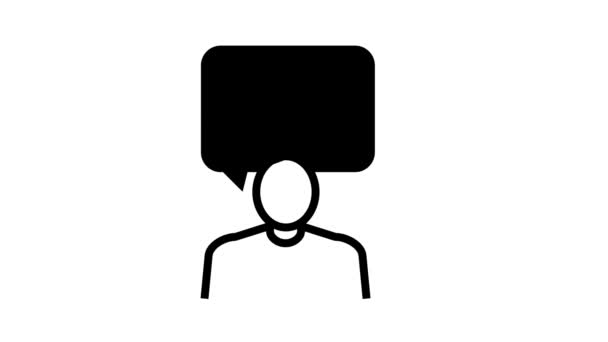 Menselijke begroeting spraak lijn pictogram animatie — Stockvideo