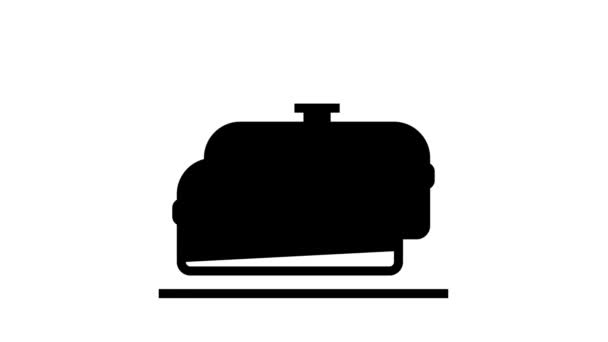 Stekpannor köksredskap för matlagning linje ikon animation — Stockvideo