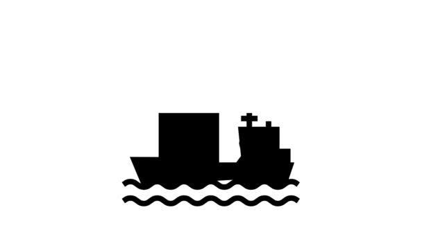 Animasi ikon manajemen pengiriman kapal dan kendali baris — Stok Video