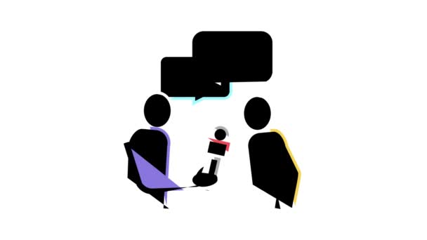 Intervju journalist färg ikon animation — Stockvideo