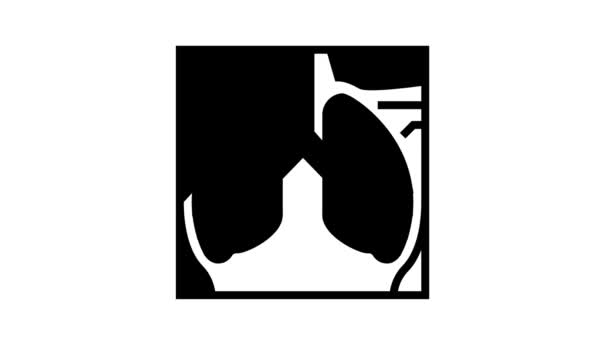 Animazione icona linea a raggi X dei polmoni — Video Stock