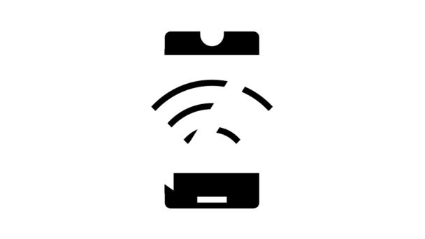 Wifi odłączony telefon komórkowy glif ikona animacja — Wideo stockowe
