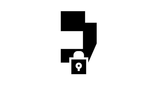 Låst och skydd pdf-fil glyph ikon animation — Stockvideo