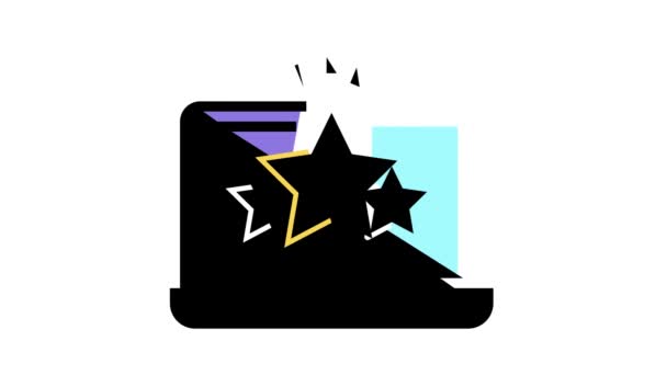 Bewertung auf Laptop-Farb-Icon-Animation — Stockvideo