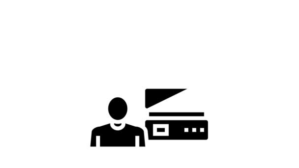 Animace ikon systémového glyfu administrátora — Stock video