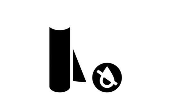 Niet-waterdicht behang glyph pictogram animatie — Stockvideo