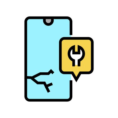çökmüş telefon ekranı renk ikonu vektör resimlemesi