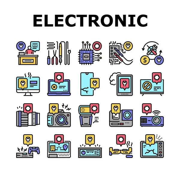 Elektronik Onarım Koleksiyon Simgeleri Vektörü Ayarla — Stok Vektör