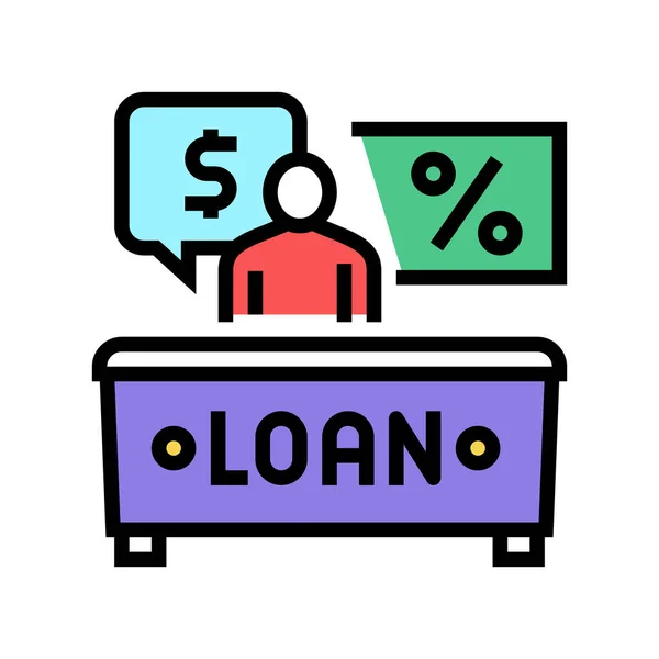 Bank consultant loan color icon vector illustration — Stock Vector