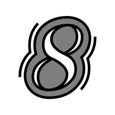 Sekiz numara renk ikonu vektör illüstrasyonu