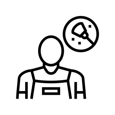 Temizleme servisi çalışanı çizgisi ikon vektör çizimi