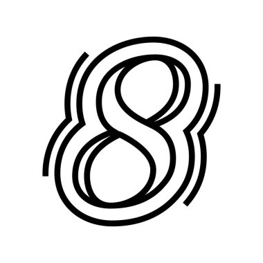 Sekiz sayı doğrusu ikon vektör illüstrasyonu