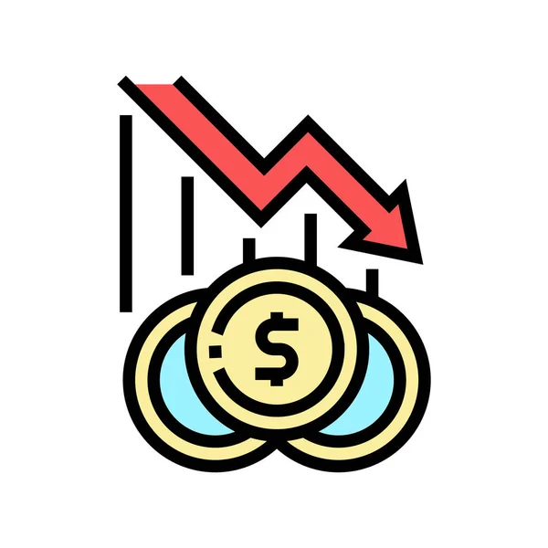 Financiën verloren, armoede probleem kleur pictogram vector illustratie — Stockvector