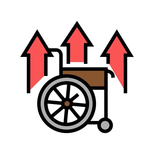 Handicap toenemende armoede probleem kleur pictogram vector illustratie — Stockvector