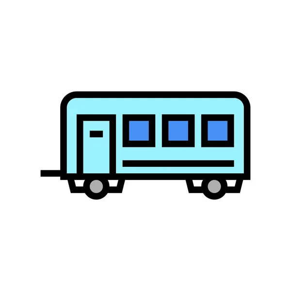 乗客輸送トレーラーカラーアイコンベクトルイラスト — ストックベクタ