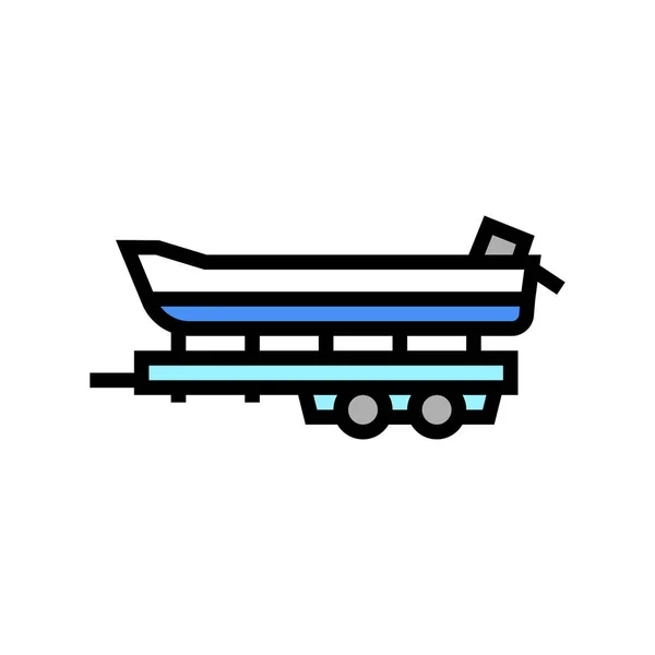 Csónak szállítás pótkocsi színe ikon vektor illusztráció — Stock Vector
