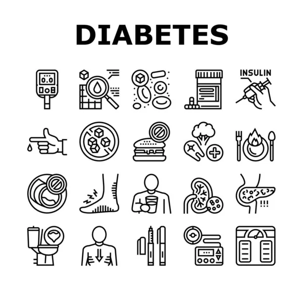 Сбор икон для лечения диабета — стоковый вектор