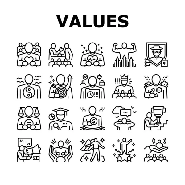 Ценности Human Life Collection Icons Set Vector — стоковый вектор