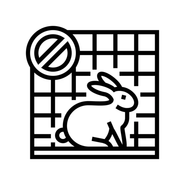 Detener conejo en la línea de la jaula icono vector ilustración — Vector de stock