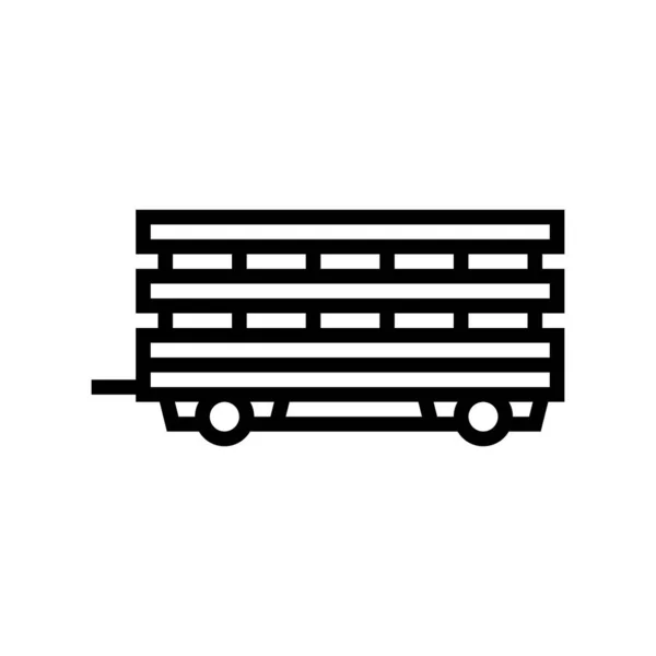 Fazenda produtos transporte reboque linha ícone vetor ilustração — Vetor de Stock