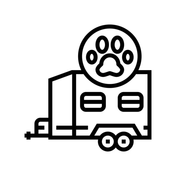 Dieren vervoer trailer lijn pictogram vector illustratie — Stockvector