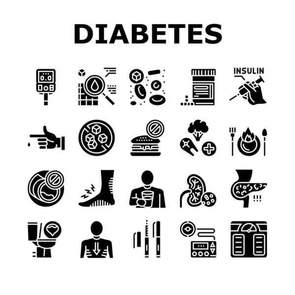Сбор икон для лечения диабета — стоковый вектор