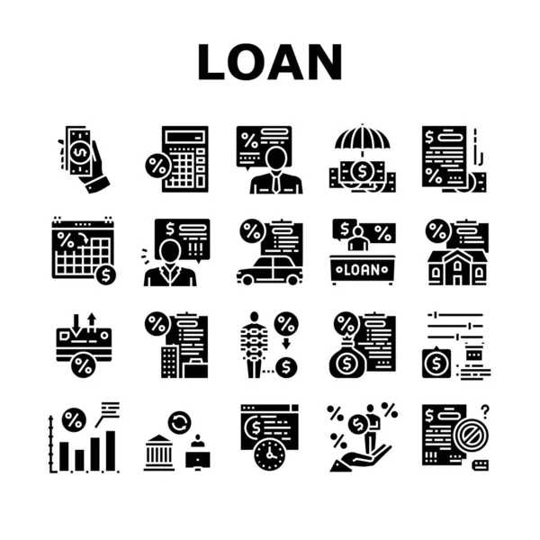 Loan Financial Credit Collection Icons Set Vector — Stock Vector