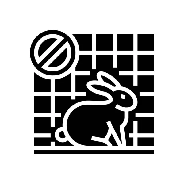Detener conejo en jaula icono de glifo vector ilustración — Vector de stock