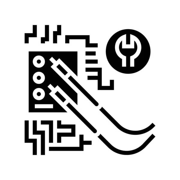 Löten und Reparieren elektronischer Glyphen-Icon-Vektor-Illustration — Stockvektor