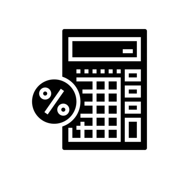 Calcular el porcentaje de préstamo icono de glifo ilustración vectorial — Vector de stock