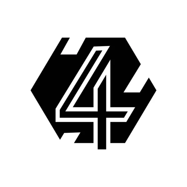 Vierde cijfer glyph pictogram vector illustratie — Stockvector