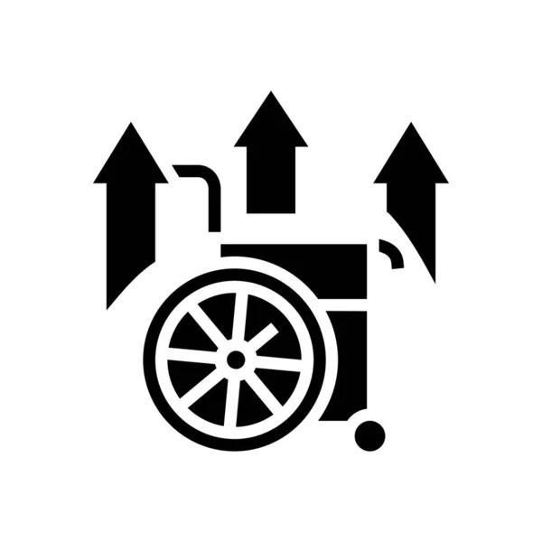 Discapacidad creciente pobreza problema glifo icono vector ilustración — Vector de stock