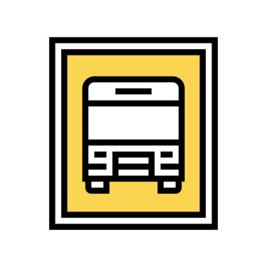 otobüs durağı işaret renk vektör illüstrasyonuName