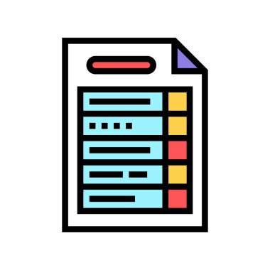 plan kağıt listesi renk vektör illüstrasyonu