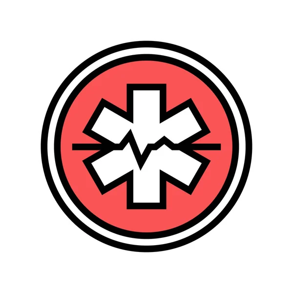 Ambulance d'urgence hôpital signe couleur icône vectoriel illustration — Image vectorielle