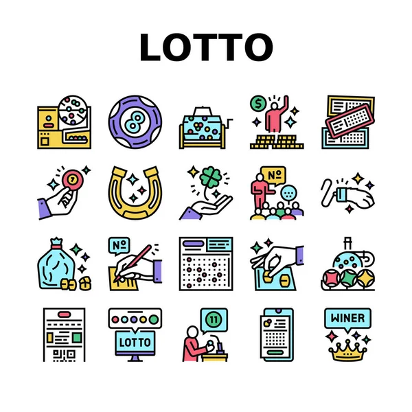 Lotto Gamble Game Collection ikonok Set Vector — Stock Vector